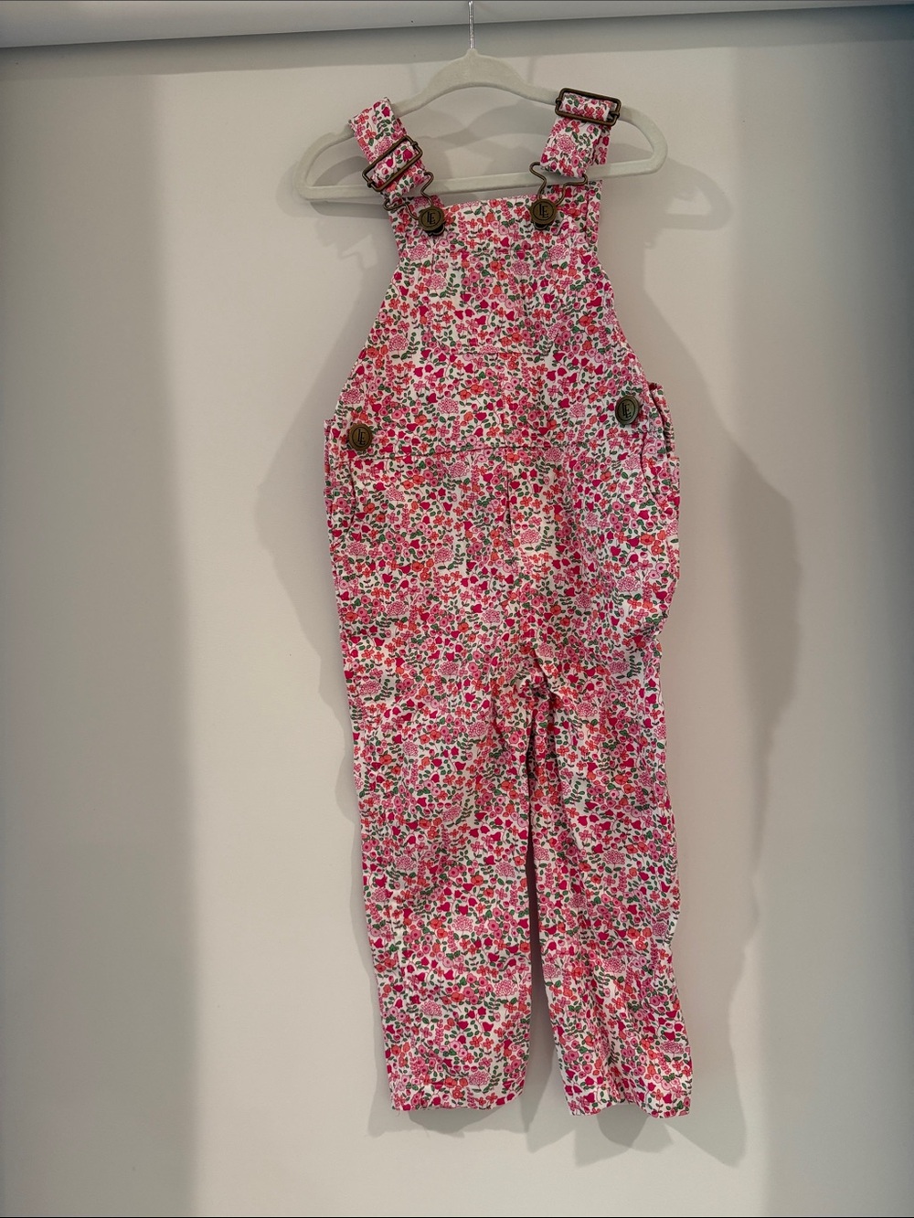 Little English Pink Floral Overalls
